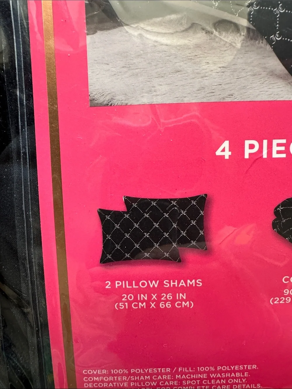 Juicy Couture Black and White Fuzzy Comforter Set